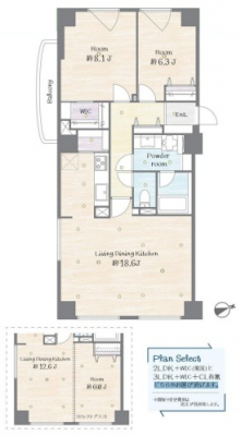 �Ԏ��}�@�y2LDK+WIC (����)��3LDK+WIC+CL�L���̃v�����̂ǂ��炩�����I�ђ����܂��B�z